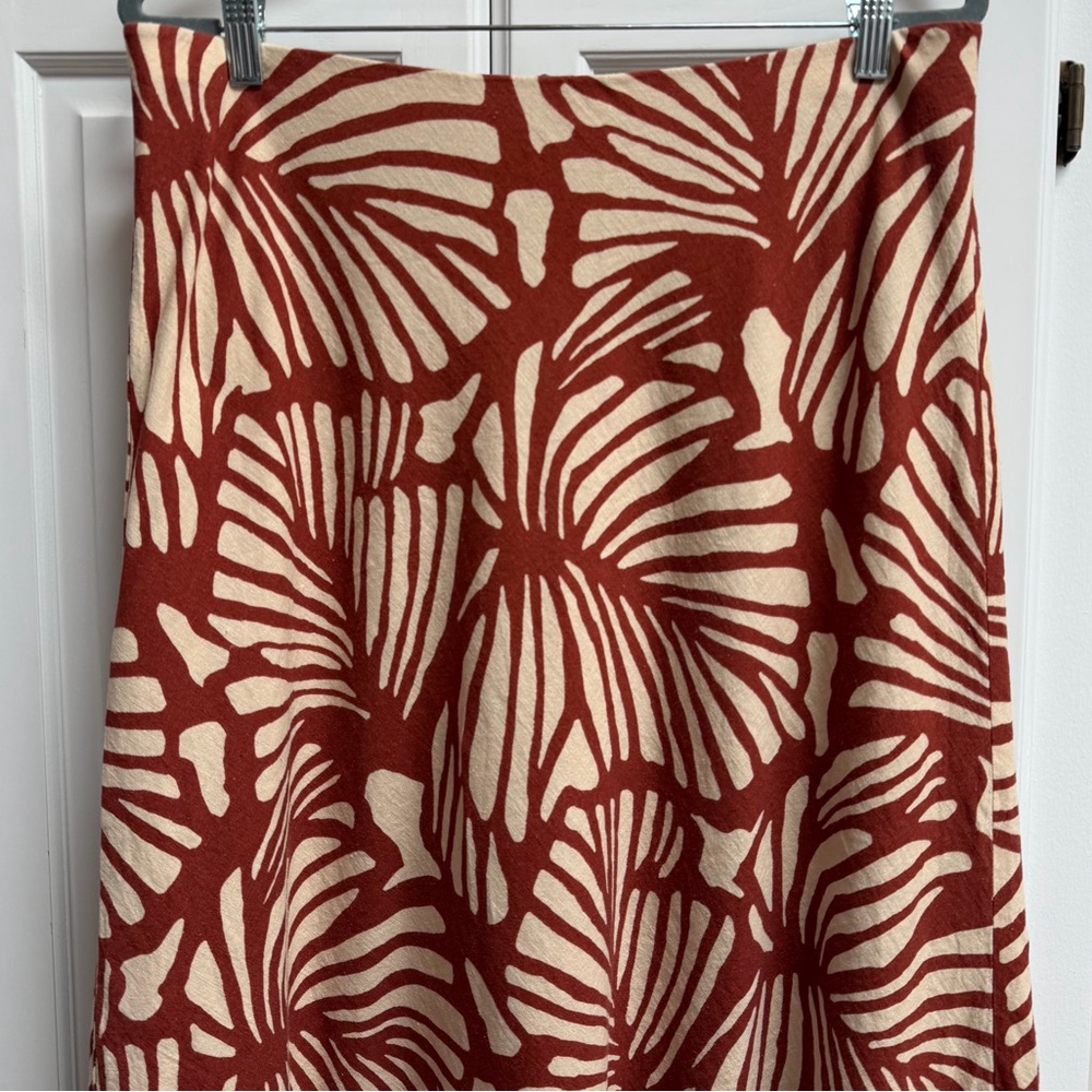 Banana Republic Factory Linen Blend Skirt Orange & Cream Tropical Size Large - Picture 4 of 10